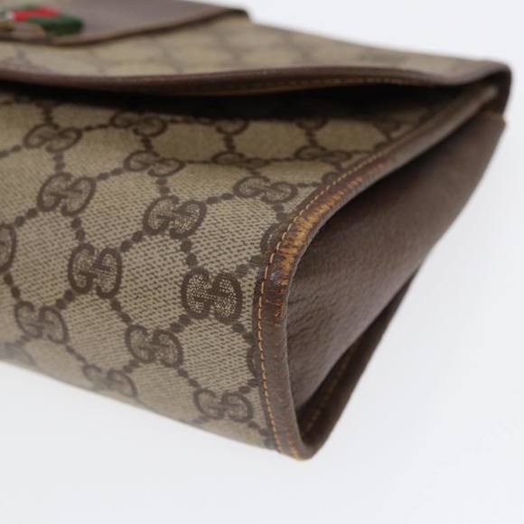 GUCCI GG Supreme Web Sherry Line Clutch Bag PVC Beige Red 89 01 030 Auth 86403 - Picture 14 of 16